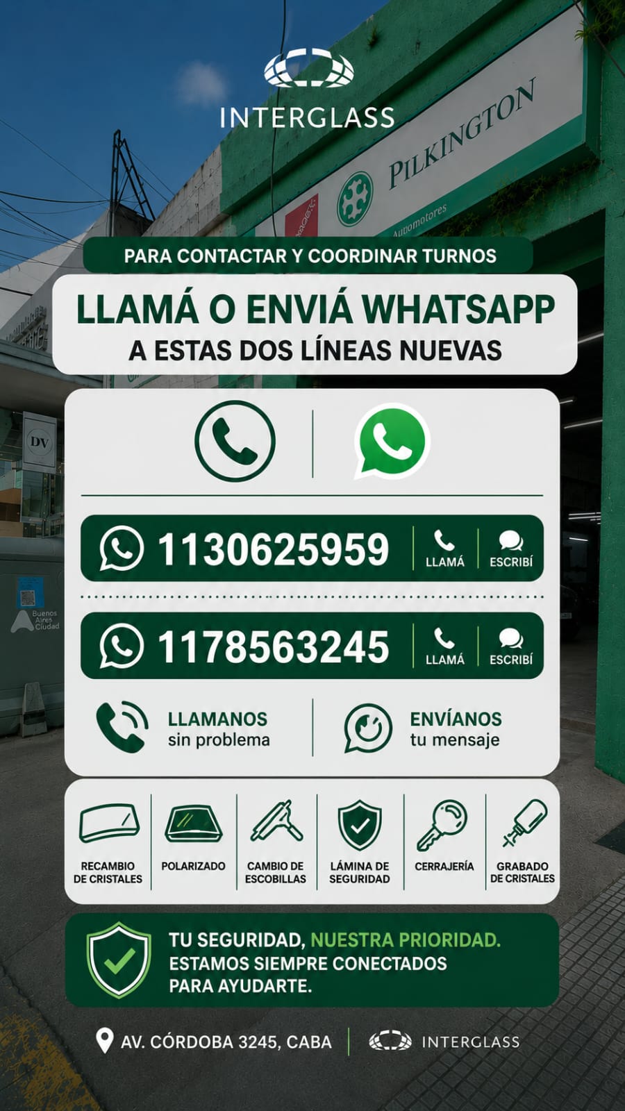 Nuevas lineas de contacto Interglass - Whatsapp 11 3062-5959 y 11 7856-3245
